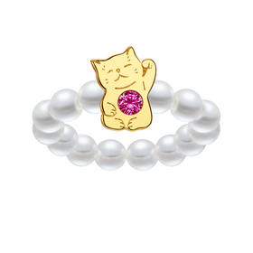 招财猫珍珠戒指