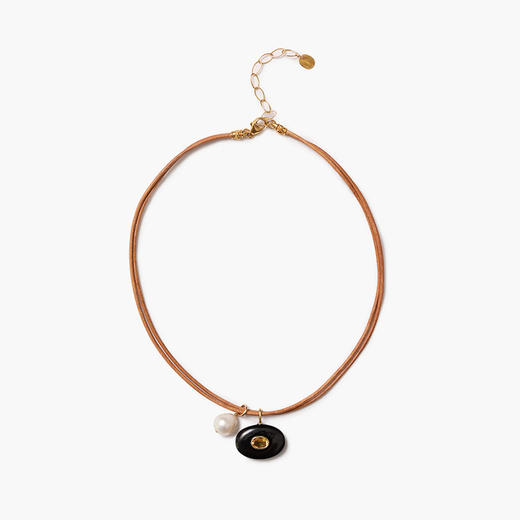 订购6周到｜Chan Luu-Seed-种子 淡水珍珠 黄水晶 缟玛瑙 皮革绳 双层 项链［美国设计师］ 商品图0