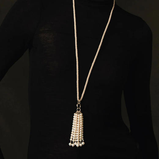 订购6周到｜Chan Luu-Pampille-淡水珍珠 扭纹缎带 流苏 项链［美国设计师］ 商品图0