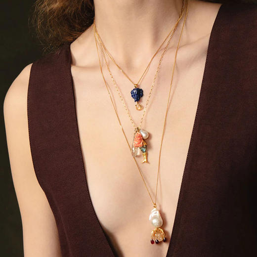 订购6周到｜Chan Luu-Buddha-鱼 巴洛克珍珠 拉长石 吊坠 项链［美国设计师］ 商品图2