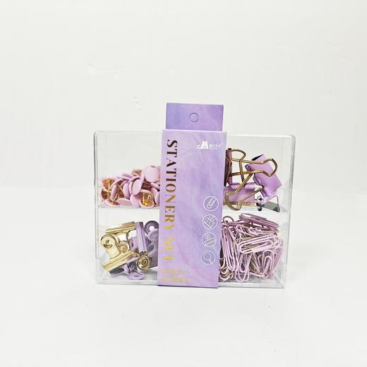 XY-绿色回形针办公用品彩色图钉可爱紫色长尾夹粉金票据夹子套装组合 9.00元 商品图2