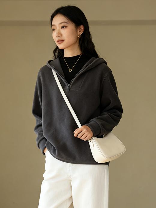 臣禾	【连帽摇粒绒卫衣】半开襟休闲套头上衣	JZ254050175 商品图1