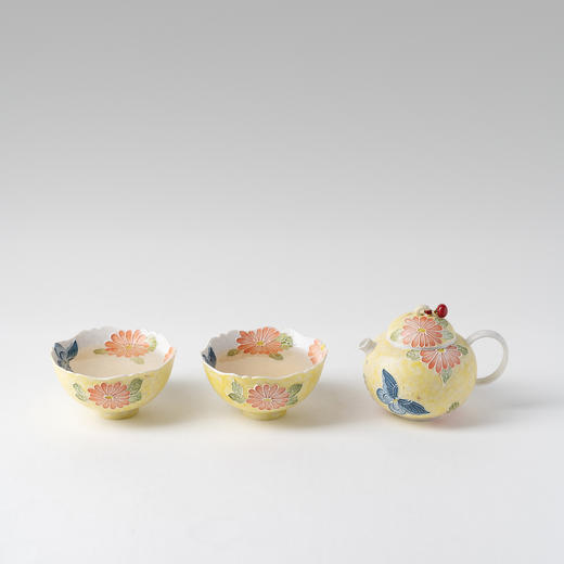 W-YSCH-1033 雏菊蝶语手绘小雏菊一壶两杯小套装 商品图2