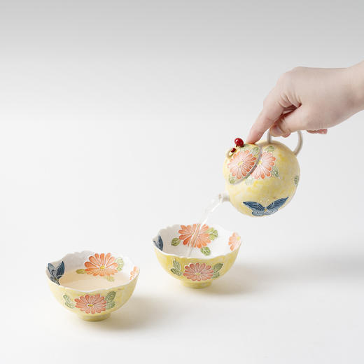 W-YSCH-1033 雏菊蝶语手绘小雏菊一壶两杯小套装 商品图3