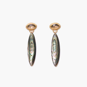 订购6周到｜Chan Luu-Trieste-马眼形 烟晶 鲍鱼壳 吊坠 耳环［美国设计师］