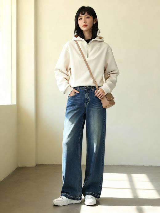 臣禾	【连帽摇粒绒卫衣】半开襟休闲套头上衣	JZ254050175 商品图2