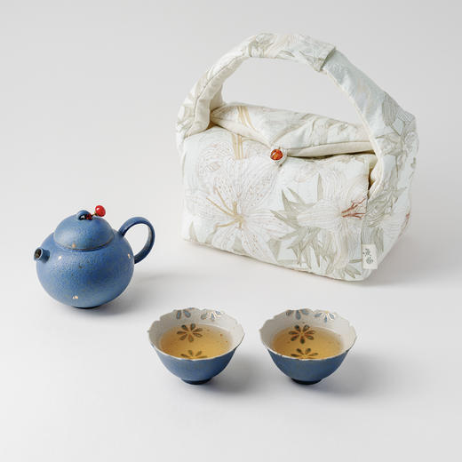 W-YSCH-1034 蓝黛蝶语手绘一壶两杯小套装 商品图4