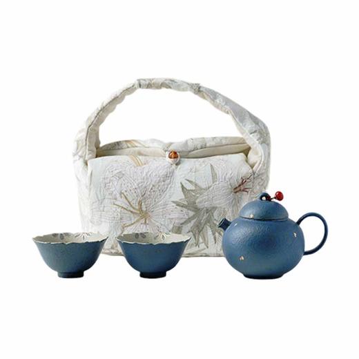 W-YSCH-1034 蓝黛蝶语手绘一壶两杯小套装 商品图0