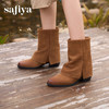 预售|Safiya/索菲娅2025小众设计感时尚粗跟尖头百搭显瘦裤管西部靴SFD4116412 商品缩略图4