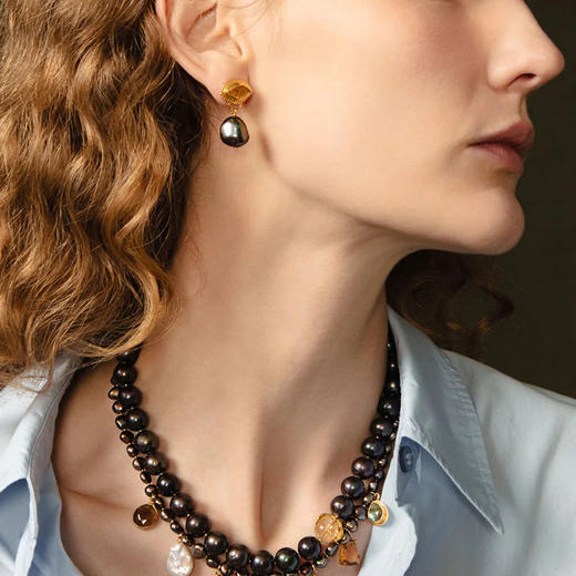 订购6周到｜Chan Luu-Gaze-马眼形 淡水珍珠 黄水晶 吊坠 耳环［美国设计师］ 商品图1