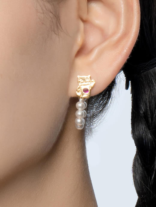 洛可可招财猫耳环 商品图1