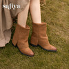 预售|Safiya/索菲娅2025小众设计感时尚粗跟尖头百搭显瘦裤管西部靴SFD4116412 商品缩略图3