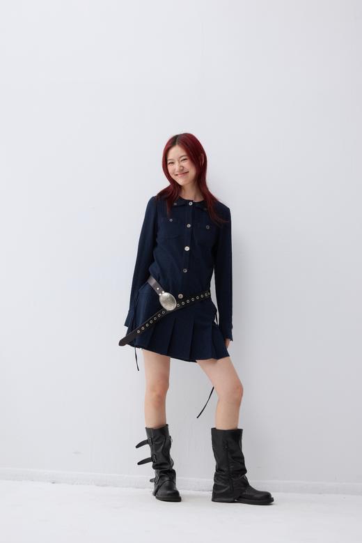 格纹抽绳衬衫裙 商品图0