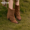 预售|Safiya/索菲娅2025小众设计感时尚粗跟尖头百搭显瘦裤管西部靴SFD4116412 商品缩略图5