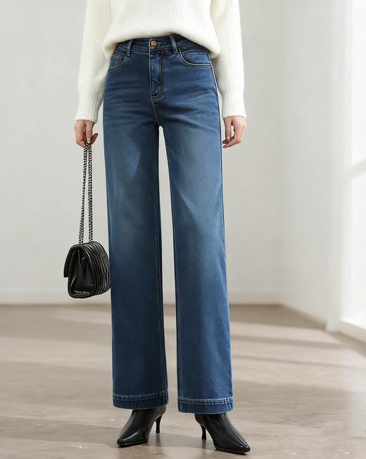 L1臣禾	【小太阳蓝牛仔】加绒直筒裤保暖舒适休闲裤	JZ254060158 商品图2