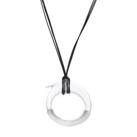 刺绣拉丝雕塑项链银色