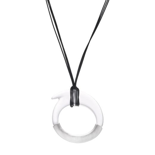 刺绣拉丝雕塑项链银色 商品图0