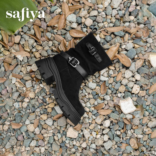 预售|Safiya/索菲娅2025小个子厚底增高皮带扣百搭复古中筒堆堆西部靴SFD4116M69 商品图4