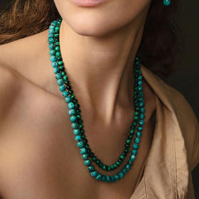 订购6周到｜Chan Luu-Gaia-绿松石 孔雀石 双层 项链［美国设计师］