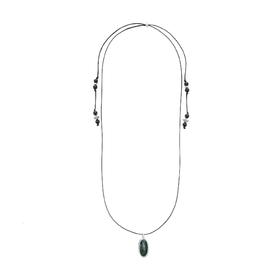 斜纹包边玉石双面项链水草玛瑙