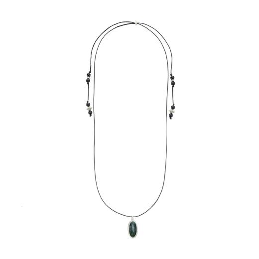 斜纹包边玉石双面项链水草玛瑙 商品图0