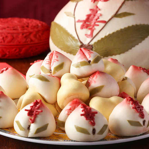 御茶膳房寿桃馒头生日礼盒福寿双全过寿糕点老人祝寿蛋糕大寿桃包 商品图3