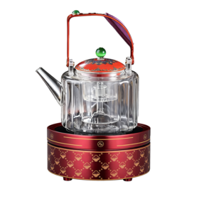 晋芳电陶炉晋芳圆融团花电陶炉透明色玻璃壶套装