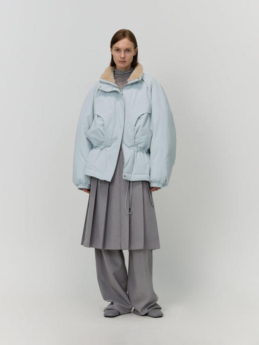 细腰带过膝百褶裙 商品图0