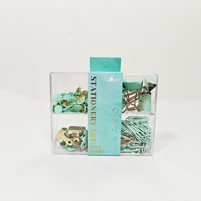 XY-绿色回形针办公用品彩色图钉可爱紫色长尾夹粉金票据夹子套装组合 9.00元