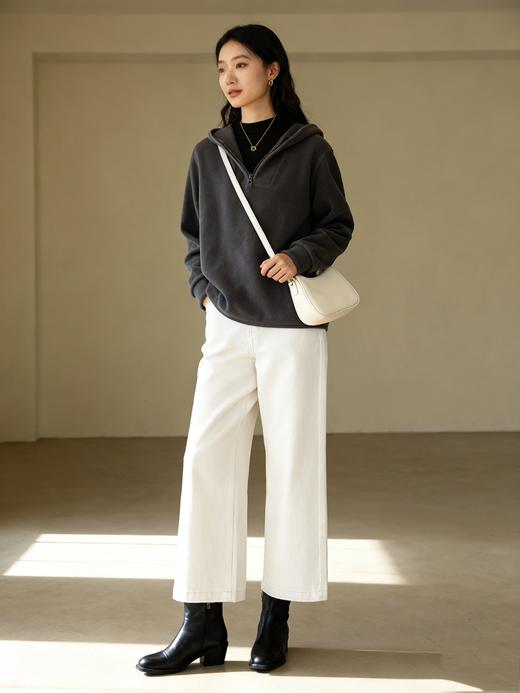 臣禾	【连帽摇粒绒卫衣】半开襟休闲套头上衣	JZ254050175 商品图5