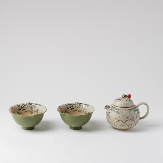 W-YSCH-1032 清风竹林手绘竹子一壶两杯小套装 商品图1