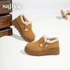 Safiya/索菲娅2025加绒一脚蹬复古百搭全包厚底毛毛增高勃肯鞋SFD4112133/SFD4112M33 商品缩略图2