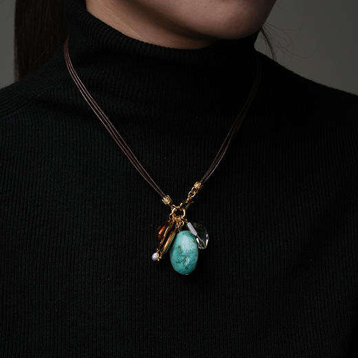 北京仓｜Chan Luu-Traveler-绿松石 吊坠 皮革绳 项链［美国设计师］ 商品图3