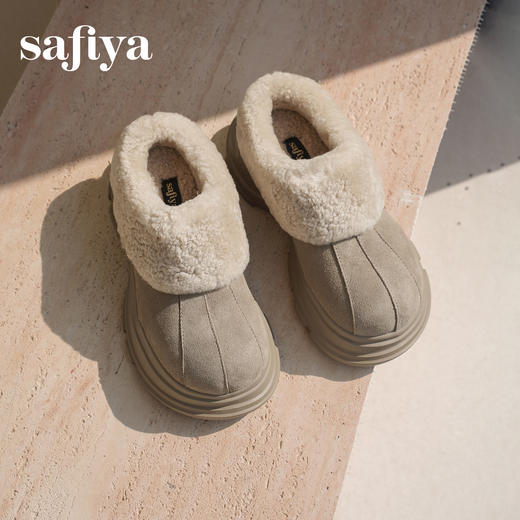 Safiya/索菲娅2025一脚蹬丑萌厚底增高懒人外穿加绒保暖雪地靴SFD4112048 商品图6