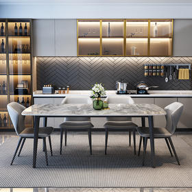 【北部】【旺美居】一桌四椅_亮光岩板_JM056CZ07【大连/长春/沈阳】