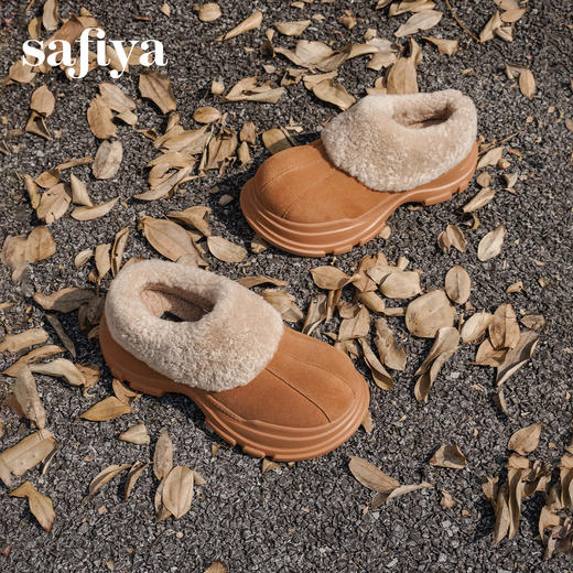 Safiya/索菲娅2025一脚蹬丑萌厚底增高懒人外穿加绒保暖雪地靴SFD4112048 商品图2