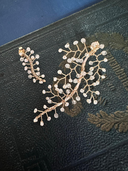 SpoiledBrat Jewelry叶脉系列 | 珍珠月光石耳钉 商品图8