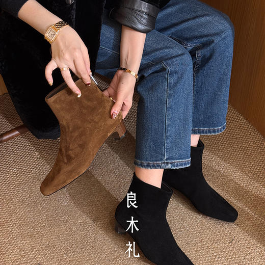 【不退不换/预售7天】良木礼高丝光牛绒短靴（Q2592655） 商品图1