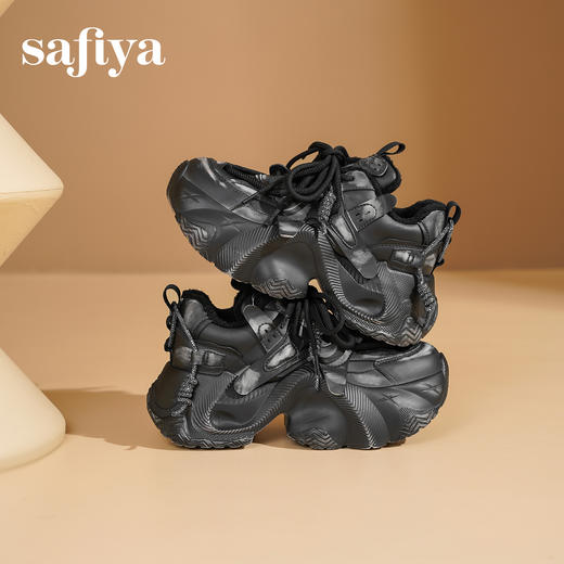 Safiya/索菲娅2025潮流厚底擦色加绒保暖百搭轻便松糕运动老爹鞋SFD4112095 商品图3