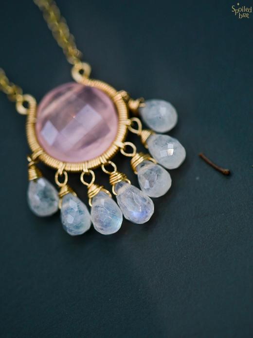 SpoiledBrat Jewelry Chandelier吊灯系列 | 粉晶月光石项链 商品图2