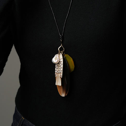 北京仓｜Chan Luu-Shoal Charm-雕花骨鱼 多吊坠 长项链［美国设计师］ 商品图5