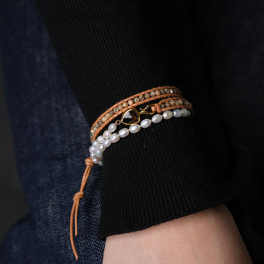 北京仓｜Chan Luu-RAHEL TRIPLE- 珍珠 多层缠绕皮绳 手链［美国设计师］ 商品图0