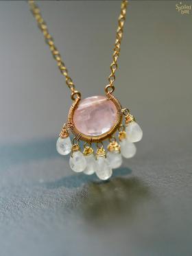 SpoiledBrat Jewelry Chandelier吊灯系列 | 粉晶月光石项链