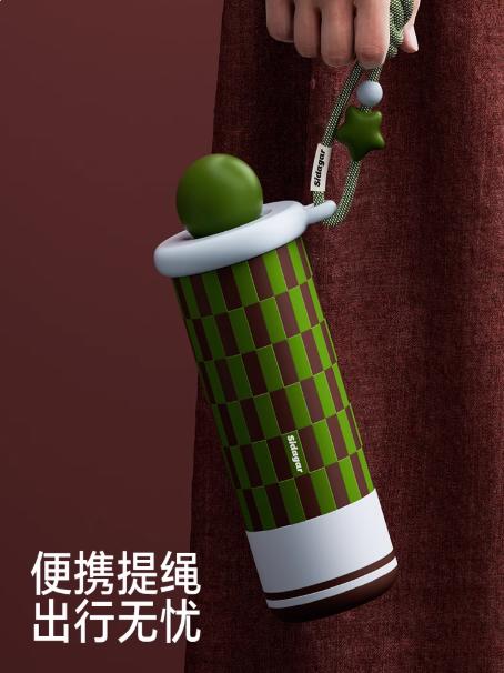 世大家陶瓷内胆星球保温杯格纹绿野（550ml） 商品图3