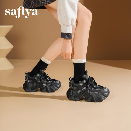 Safiya/索菲娅2025潮流厚底擦色加绒保暖百搭轻便松糕运动老爹鞋SFD4112095 商品图7