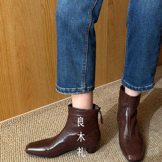 【特价不退不换】【预售7天】良木礼小跟羊皮短靴（D25103356） 商品图1
