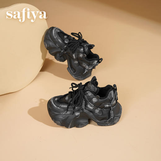 Safiya/索菲娅2025潮流厚底擦色加绒保暖百搭轻便松糕运动老爹鞋SFD4112095 商品图2