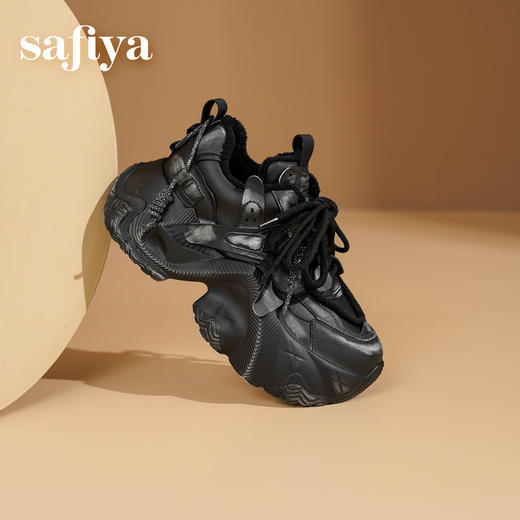 Safiya/索菲娅2025潮流厚底擦色加绒保暖百搭轻便松糕运动老爹鞋SFD4112095 商品图0
