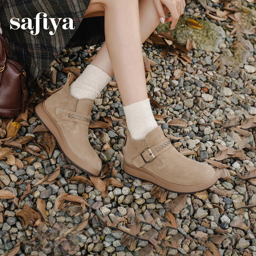 预售|Safiya/索菲娅2025美拉德绒面魔术贴圆头百搭软底休闲复古短踝靴SFD4116192 商品图8