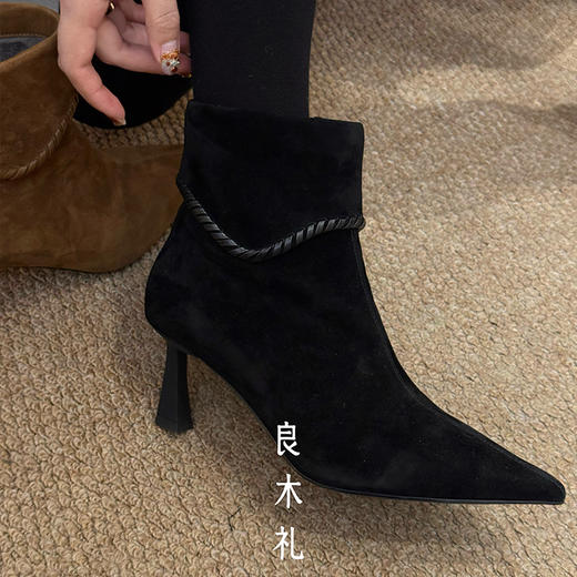 【特价不退不换】【预售7天】良木礼翻领尖头短靴（D258123D-3） 商品图3